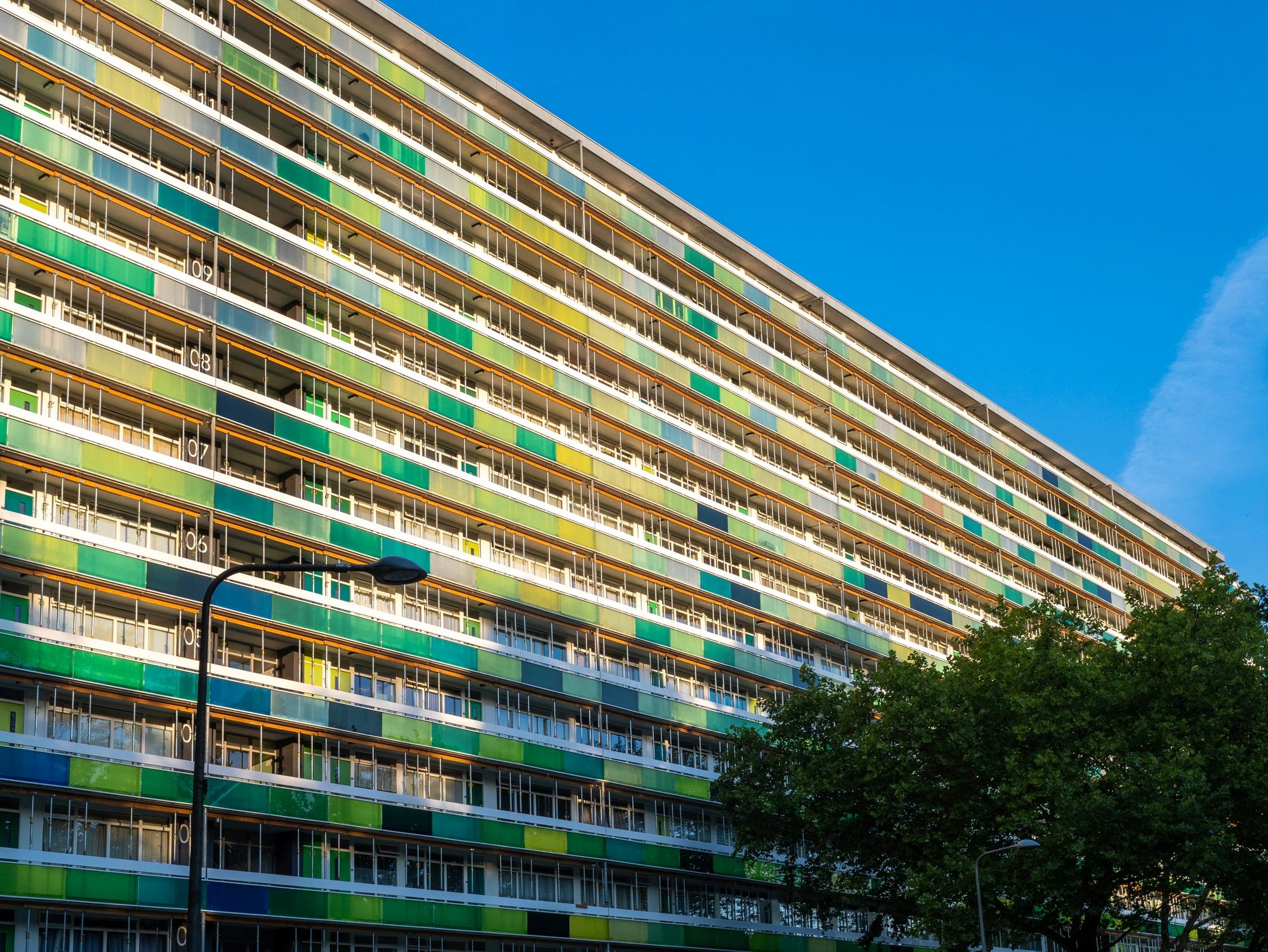Modern apartment building with balconies
